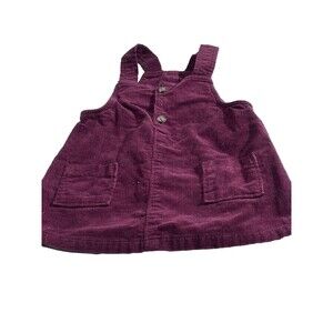 Old Navy Girl's Sleeveless Button-Front Corduroy Overall Burgundy Dress 6-12 Mon